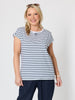Dockside Stripe Stud Tee - Navy/White
