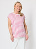 Dockside Stripe Stud Tee - Raspberry White