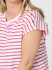 Dockside Stripe Stud Tee - Raspberry White