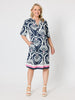 Riviera Print Dress - Navy/White