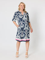 Riviera Print Dress - Navy/White