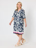 Riviera Print Dress - Navy/White