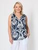 Riviera Print Top - Navy/White