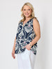 Riviera Print Top - Navy/White