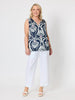 Riviera Print Top - Navy/White