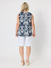 Riviera Print Top - Navy/White