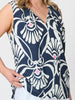 Riviera Print Top - Navy/White