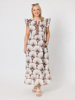 Tuscan Print Cotton Maxi Dress - Coffee Multi