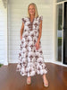 Tuscan Print Cotton Maxi Dress - Coffee Multi