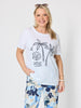 Amalfi Shell Beaded Cotton Tee - White/Navy