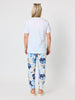 Amalfi Shell Beaded Cotton Tee - White/Navy