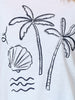 Amalfi Shell Beaded Cotton Tee - White/Navy