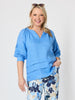 Kate Linen Top - Cornflower
