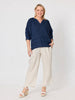 Kate Linen Top - Navy
