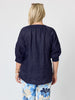 Kate Linen Top - Navy