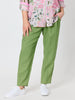 Sarah Linen Pleat Hem Pant - Fern