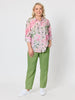Sarah Linen Pleat Hem Pant - Fern