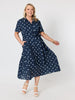 Riviera Spot Print Dress - Navy/White