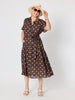 Riviera Spot Print Shirt Dress - Coffee White