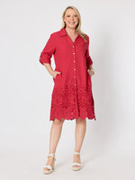 Riviera Cotton Broderie Dress - Rouge