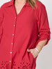 Riviera Cotton Broderie Dress - Rouge