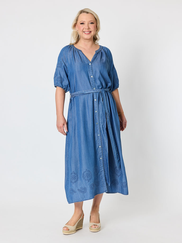 Oasis Embroidered Denim Dress