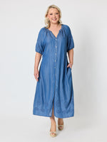 Oasis Embroidered Denim Dress - Denim