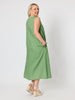 Ava Linen V-neck Dress - Fern