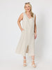Ava Linen V-neck Dress - Natural