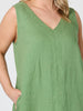 Ava Linen V-neck Dress - Fern