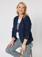 Riviera Linen Knit Blazer - Navy