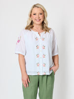 Desert Rose Embroidered Top - White