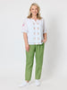 Sarah Linen Pleat Hem Pant - Fern