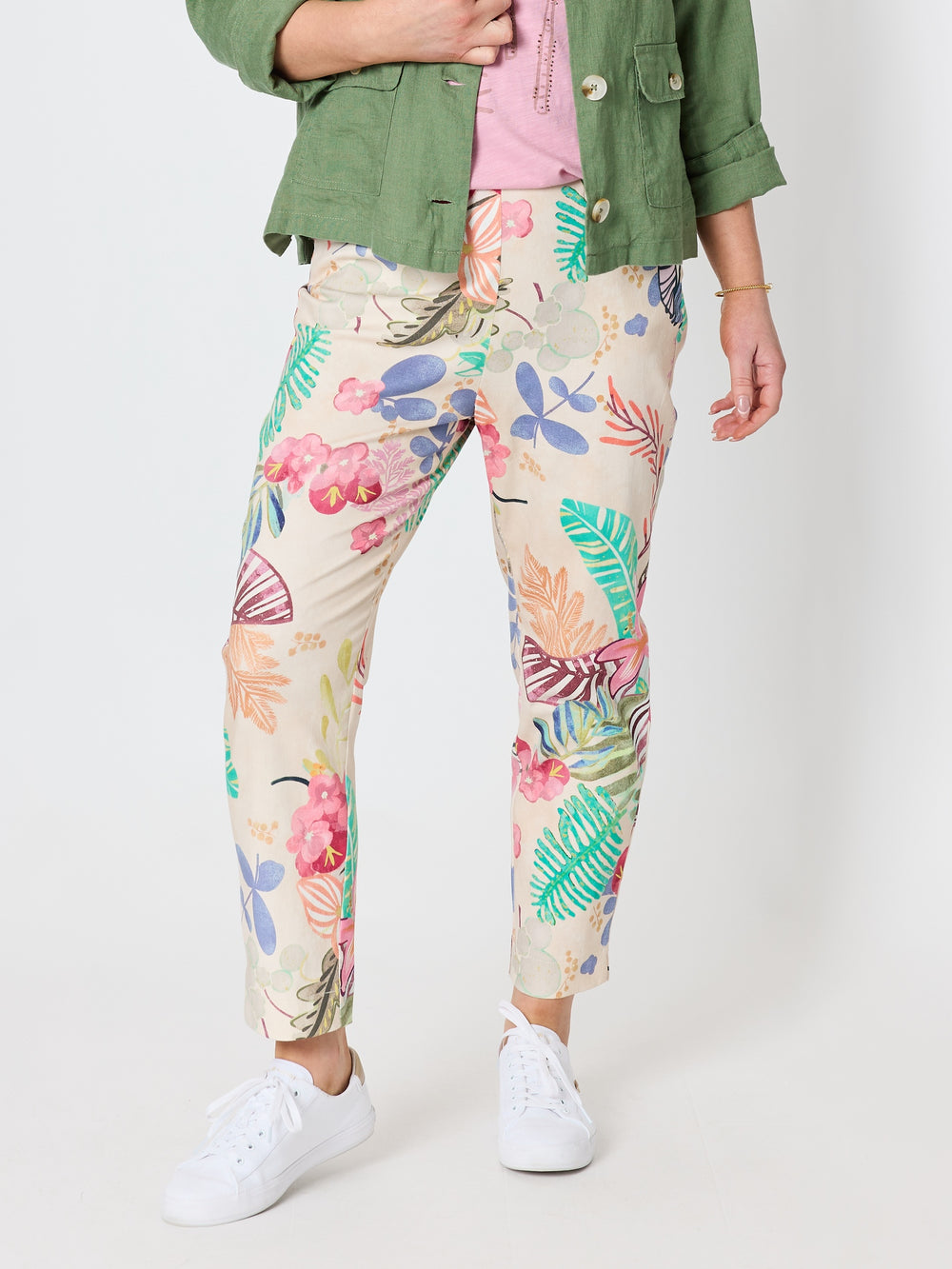 Desert Rose Floral Print Slim Leg Pant - Pink/Multi