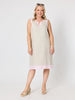 Chloe Contrast Linen Dress - Natural Pale Pink