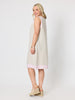 Chloe Contrast Linen Dress - Natural Pale Pink