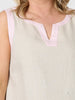 Chloe Contrast Linen Dress - Natural Pale Pink