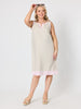 Chloe Contrast Linen Dress - Natural Pale Pink