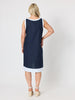 Chloe Contrast Linen Dress - Navy/White