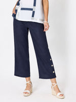 Bayview Wide Leg Linen Pant - Navy