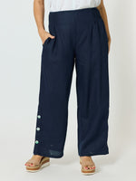 Bayview Wide Leg Linen Pant - Navy