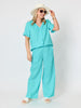 Luella Wide Leg Linen Pant - Seafoam