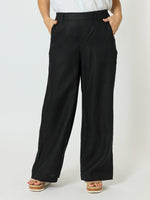 Luella Wide Leg Linen Pant - Black