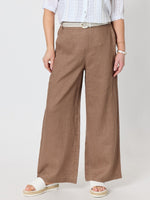 Luella Wide Leg Linen Pant - Mocha