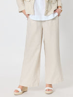 Luella Wide Leg Linen Pant - Natural