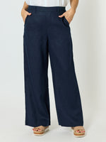 Luella Wide Leg Linen Pant - Navy