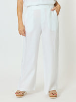 Luella Wide Leg Linen Pant - White