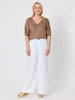 Luella Wide Leg Linen Pant - White