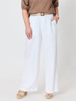 Luella Wide Leg Linen Pant - White