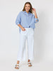 Seaview Stripe Print Cotton Shirt - Blue White